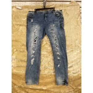 Women's Plus size 18W Straight jeans Distressed Ashley Stewart Blue
